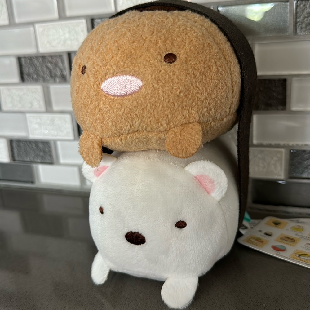 San-X Sumikkogurashi Tonkatsu & Shirokuma Sushi Plush / Kawaii / 6” / Rare / NEW - Picture 2 of 14